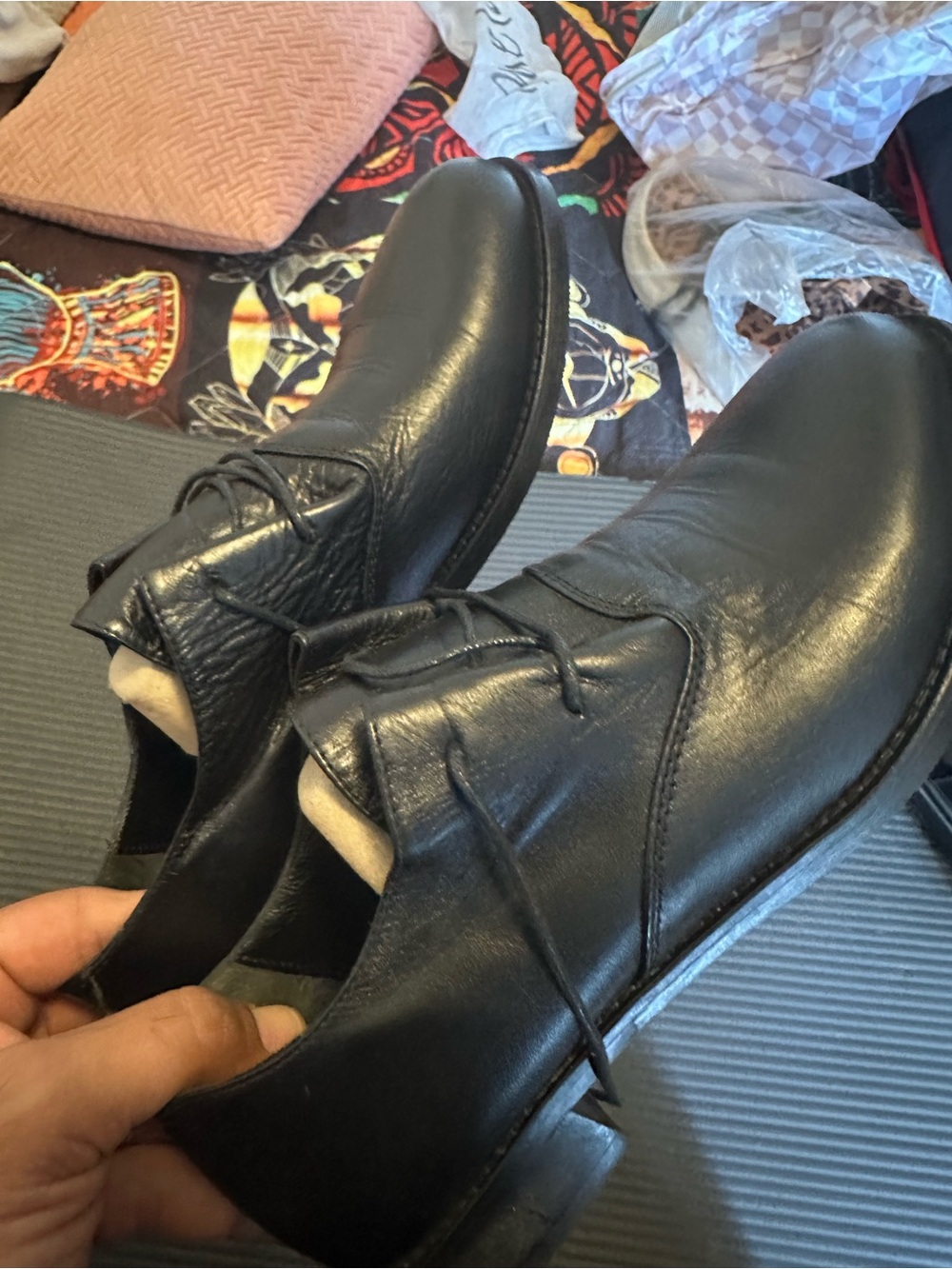 Women Black Leather Lace-Up Dress Shoes
